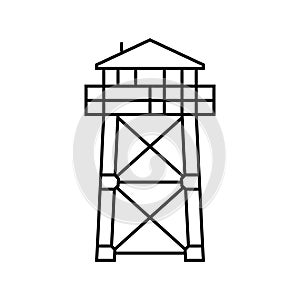 firewatch tower wildfire disaster line icon vector illustration photo
