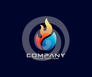 Firewater logo design Fire and water simple elegant logo design