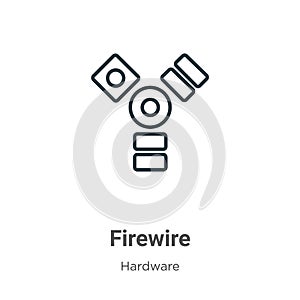 Firewire outline vector icon. Thin line black firewire icon, flat vector simple element illustration from editable hardware