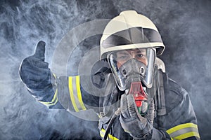 Firewoman in fire protection suit