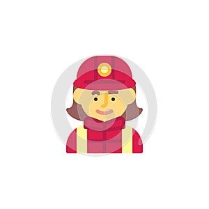 Firewoman in helmet flat icon