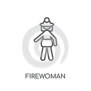 Firewoman linear icon. Modern outline Firewoman logo concept on