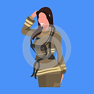 Firewoman in uniform woman fire fighter professional occupation concept fire station worker female cartoon character