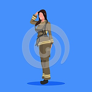 Firewoman in uniform woman fire fighter professional occupation concept fire station worker female cartoon character