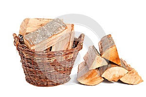 Firewood in basket photo