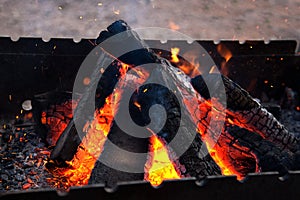 Firewood in brazier photo