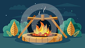 Firewood crackles and spits in an outdoor oven where the Sopa Paraguaya is traditionally cooked.. Vector illustration. photo