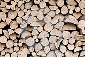 Firewood dry logs in a pile