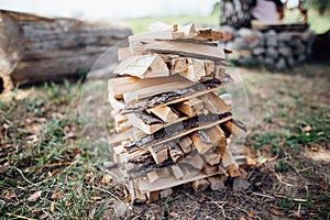Firewood on the grass