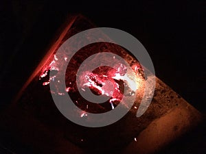 Firewood logs burning bonfire pit