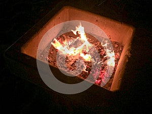 Firewood logs burning bonfire pit