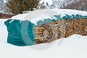 Firewood in snow