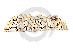 Firewood stack against a white background