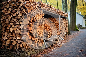 firewood stacked neatly, ready to ignite the firewalking path