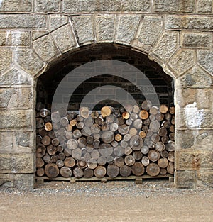 Firewood stockpile in old fort photo