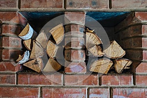 Firewood stored in a house.