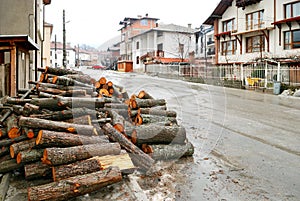 Firewood at the street in Bansko photo