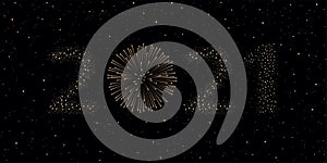 Firework 2021 New year concept on black night sky
