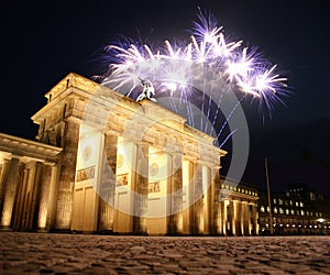 Firework at the Brandenburg Gate in Berlin