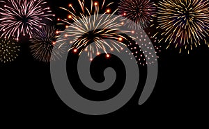 Firework bursting sparkle background set