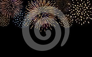 Firework bursting sparkle background set