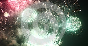 Firework celebrate anniversary happy new year 2022, 4th of july holiday festival. colorful firework in the night time to celebrate