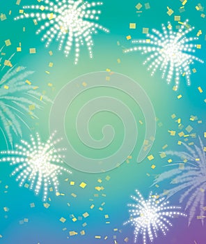 Firework and celebration green tone background