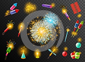 Firework Crackers Pyrotechnic Dark Background Poster