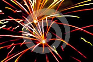 Firework in detail at night celebration background