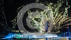 Firework display in Chimelong (changlong) Ocean Kingdom at Zhuhai, Guangdong of China