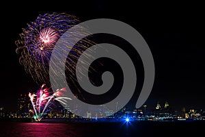 Firework display over the Liverpool skyline