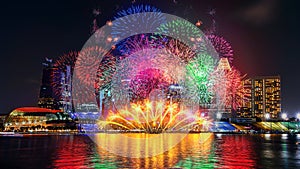 Firework display in Singapore. photo