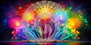 Firework explosion with rainbow color palette