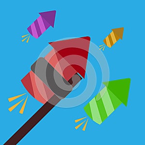 Firework Explosive Flying Vector Graphic Illustration