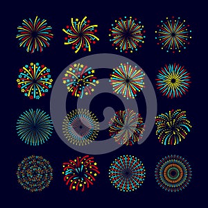 Firework Icon Flat Set