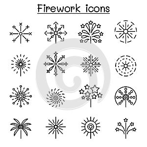 Firework icon set in thin line style