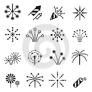 Firework icons set photo