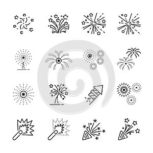Firework line icon set 8, vector eps10