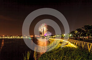 Firework during new year celebration.