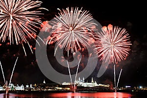 Firework over Kremlin in Russia