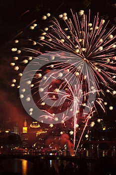 Firework over Vltava river