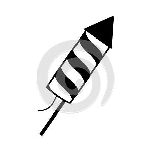 Firework rocket icon isolated on white background. Firecracker for party, Pyrotechnic sign. Vector illustration