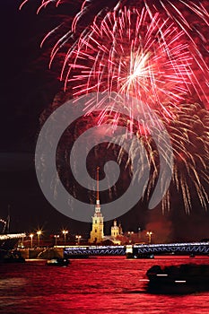 Firework in Sankt-Peterburg. Russia.