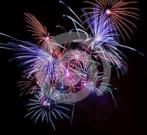 Firework streaks in the night photo