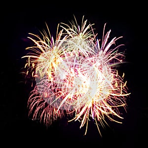 Firework streaks in night sky, celebration