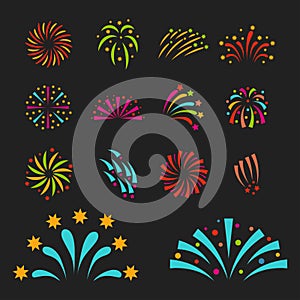 Firework vector illustration celebration holiday event night explosion light festive party