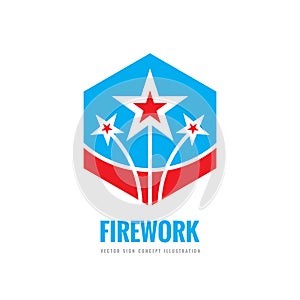 Firework - vector logo template concept illustration. Abstract stars creative sign. Design graphic element