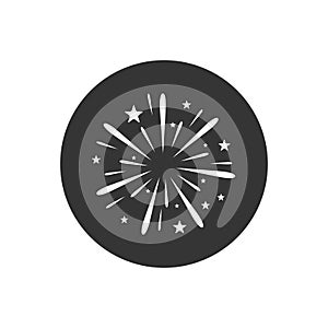 Firework white icon. Sign vector on gray in flat style