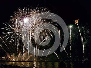 Fireworks above the sea photo