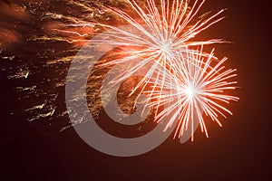 Fireworks against black night sky background